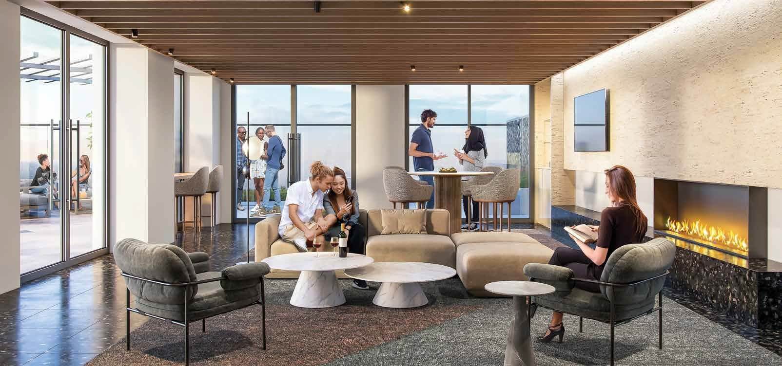 square one district condominiums lounge rendering